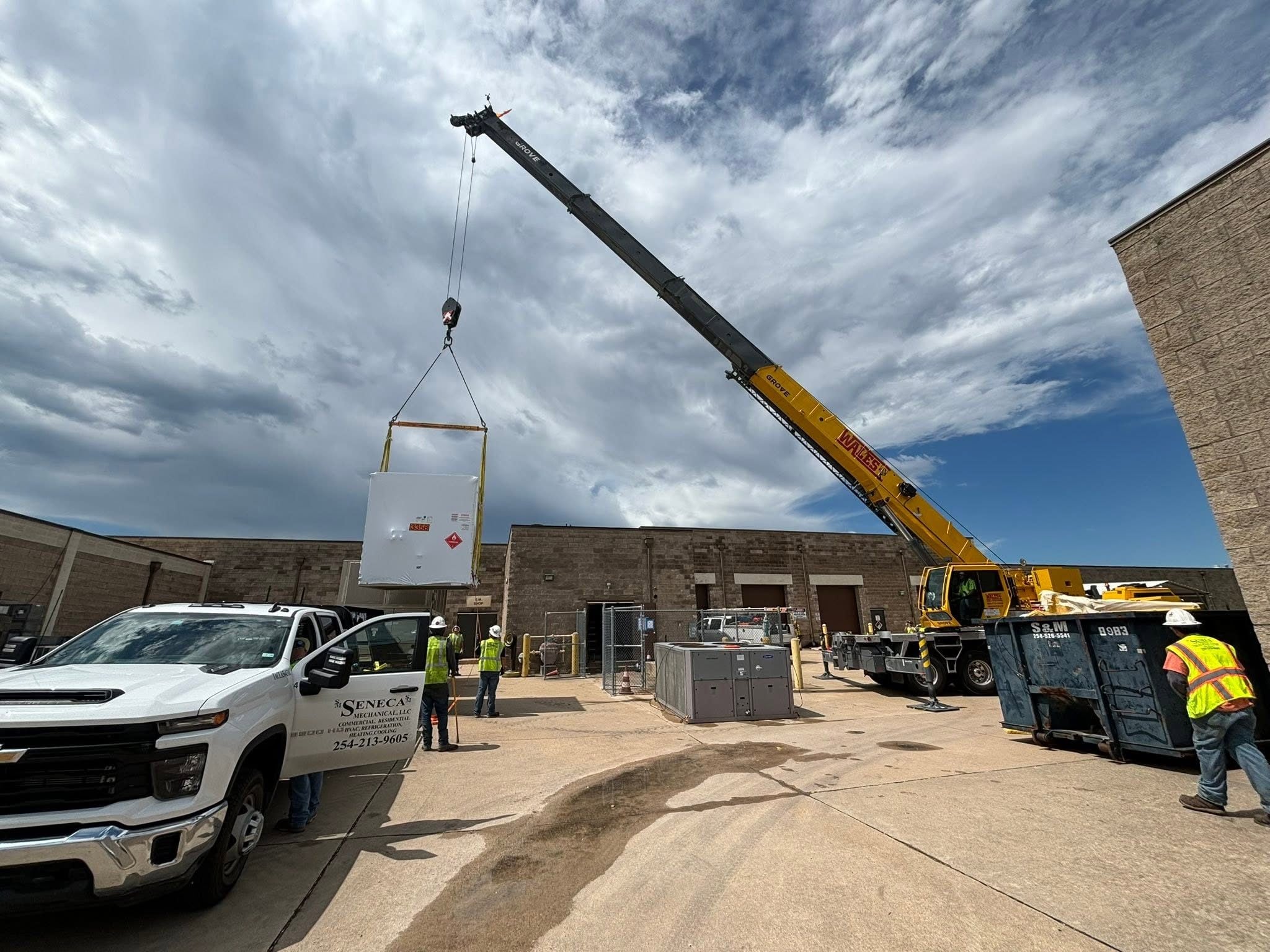 Seneca Mechanical field team coordinating commercial mechanical work